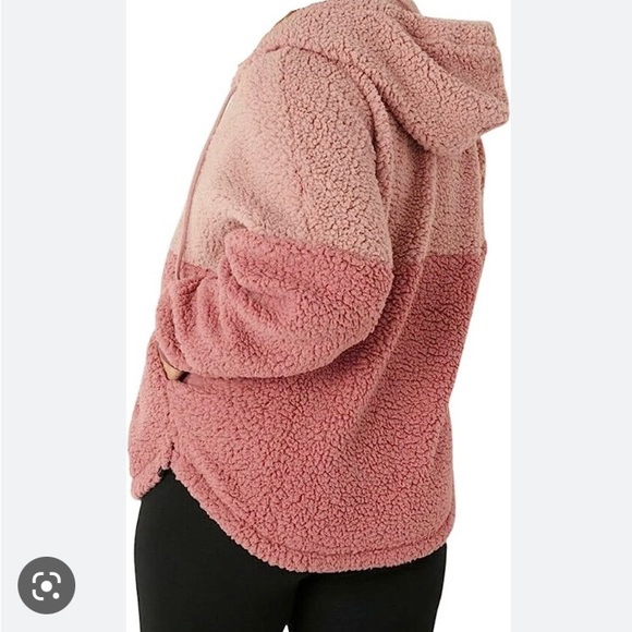 PINK Varsity Half-Zip Sherpa pullover hoodie coat - Picture 3 of 11